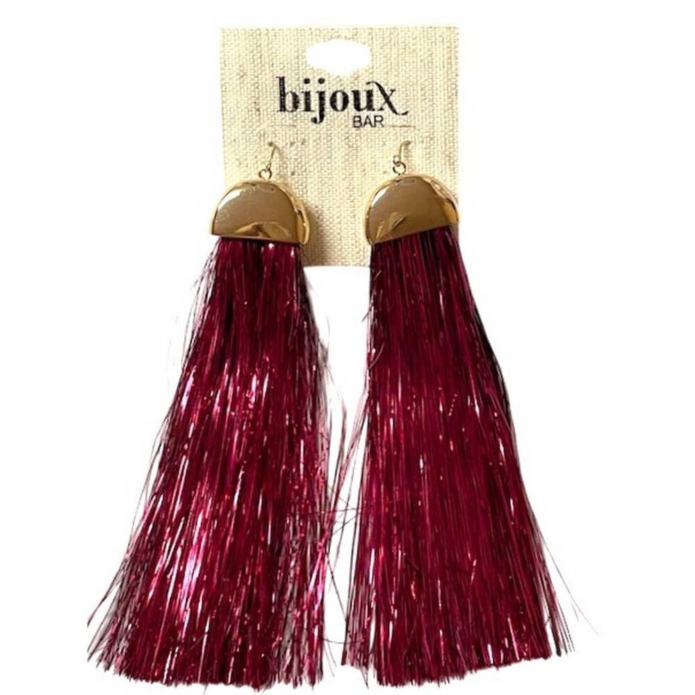Bijoux Bar Tinsel Fringe Drop Earrings